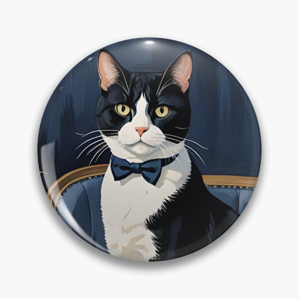 Artikelvorschau, Eine elegante, im Smoking gekleidete Katze auf einem Stuhl entworfen und verkauft von Ponted.