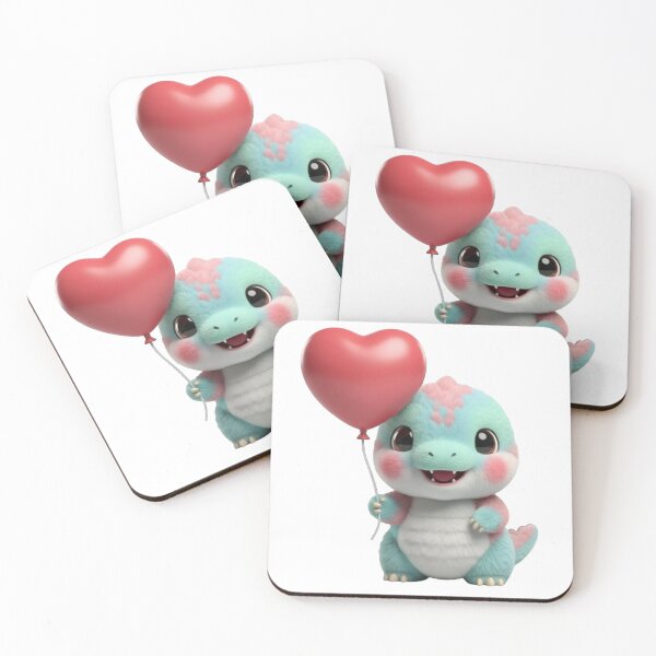 Item preview, 3D Kawaii Baby Dino Heart Balloon designed and sold by MiniPrintMagic.
