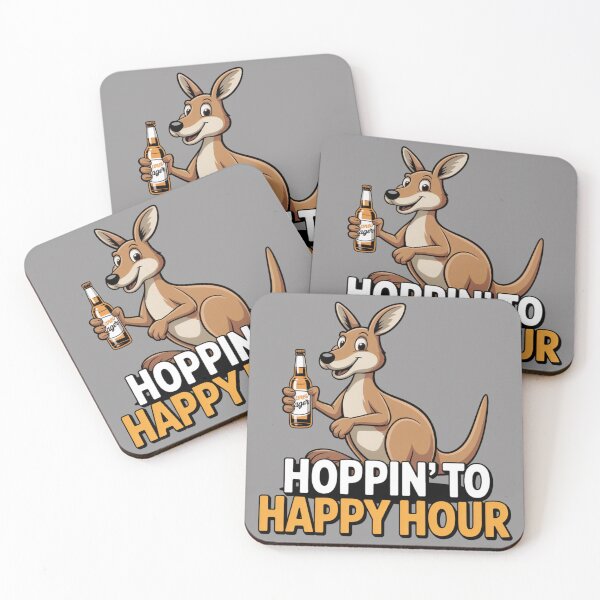 Item preview, Hopping To Happy Hour: Funny Kangaroo Animal Drinking T-Shirt designed and sold by Grang Art Artistic Designs.
