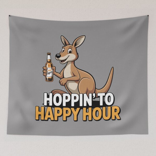 Item preview, Hopping To Happy Hour: Funny Kangaroo Animal Drinking T-Shirt designed and sold by Grang Art Artistic Designs.