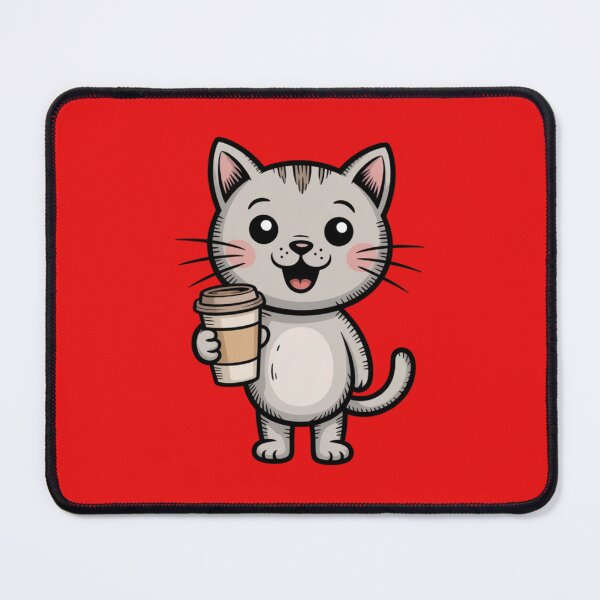 Item preview, cat holding a takeaway coffee cup designed and sold by 123ks.