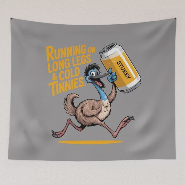 Item preview, Cold Tinnies And Long Legs: Emu Mode Activated: Emu Edition - Funny Emu Animal Drinking T-Shirt designed and sold by Grang Art Artistic Designs.