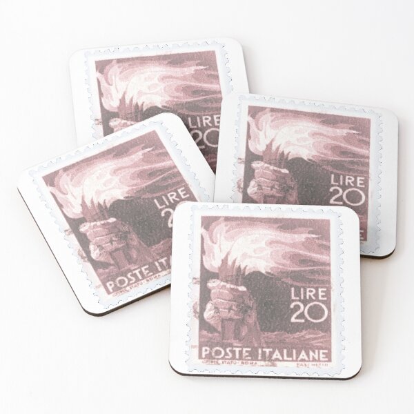 Item preview, Italian Sepia 20 Lire Torch Italy Vintage Postage Stamp designed and sold by red-amber65.