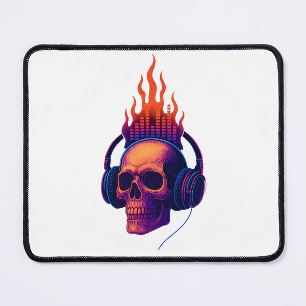 Item preview, Neon Skull DJ – Headphones & Equalizer Flame Music Art designed and sold by GrafiXT.