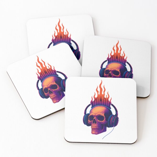 Item preview, Neon Skull DJ – Headphones & Equalizer Flame Music Art designed and sold by GrafiXT.
