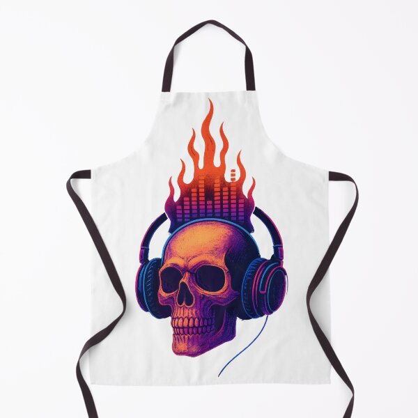 Item preview, Neon Skull DJ – Headphones & Equalizer Flame Music Art designed and sold by GrafiXT.