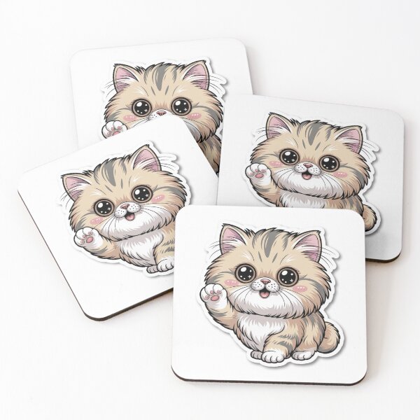 Item preview, Kawaii Fluffy Persian Cat Waving – Cute Chubby Kitty Sticker designed and sold by AnuMallow.