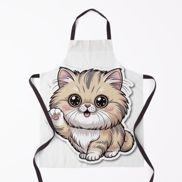 Item preview, Kawaii Fluffy Persian Cat Waving – Cute Chubby Kitty Sticker designed and sold by Adhiriya.