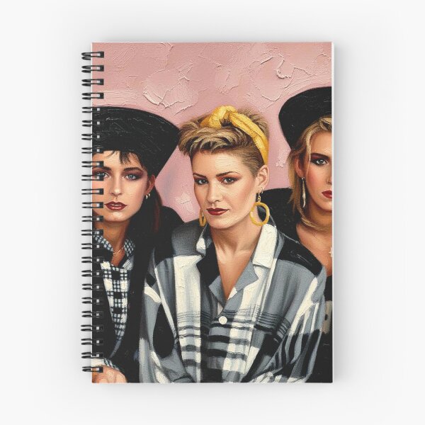 Item preview, 80s Girl Group Pop Trio Portrait Art | Pink Background Bold Fashion Painting | Vintage Synth Pop designed and sold by Art's Diner.