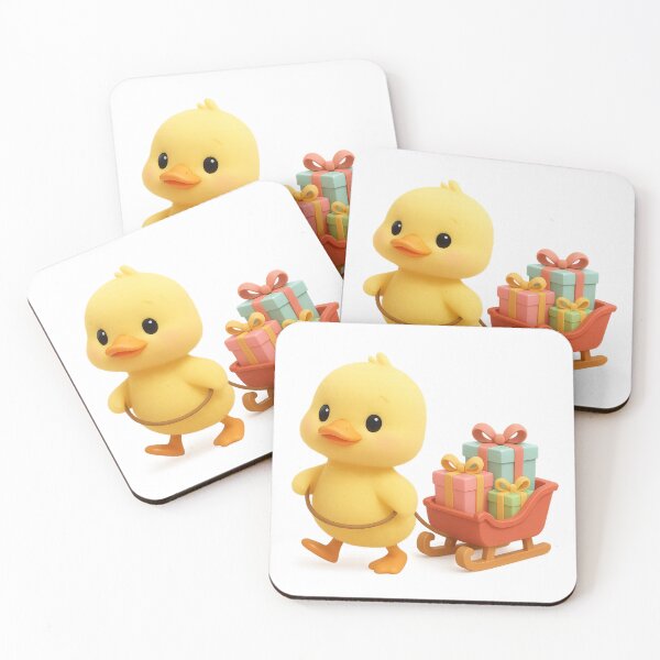 Item preview, Cute Duckling Pulling Sleigh With Presents | Kawaii Funny Work Office Art designed and sold by Moons Studio.