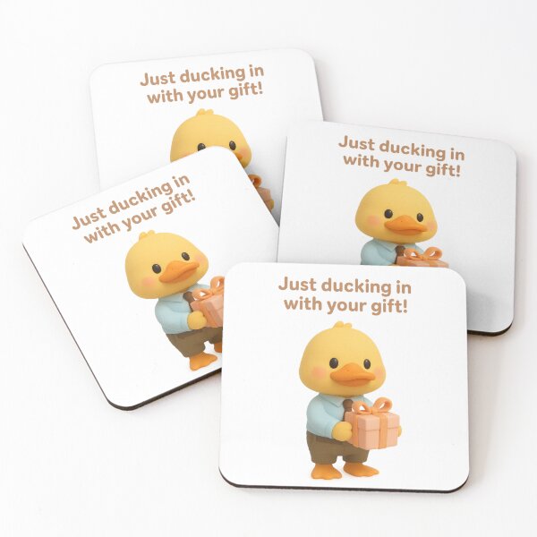 Item preview, Cute Duck in Office Wear Holding Gift - Just Ducking In With Your Gift | Kawaii Funny Work Office Art designed and sold by Moons Studio.