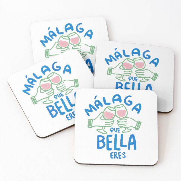 Item preview, Málaga Que Bella Eres” Spanish Quote Design with Toasting Wine Glasses – Colorful Hand Drawn Illustration designed and sold by Tropical Blood.