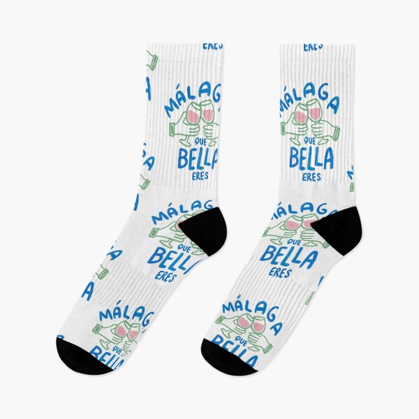 Item preview, Málaga Que Bella Eres” Spanish Quote Design with Toasting Wine Glasses – Colorful Hand Drawn Illustration designed and sold by Tropical Blood.