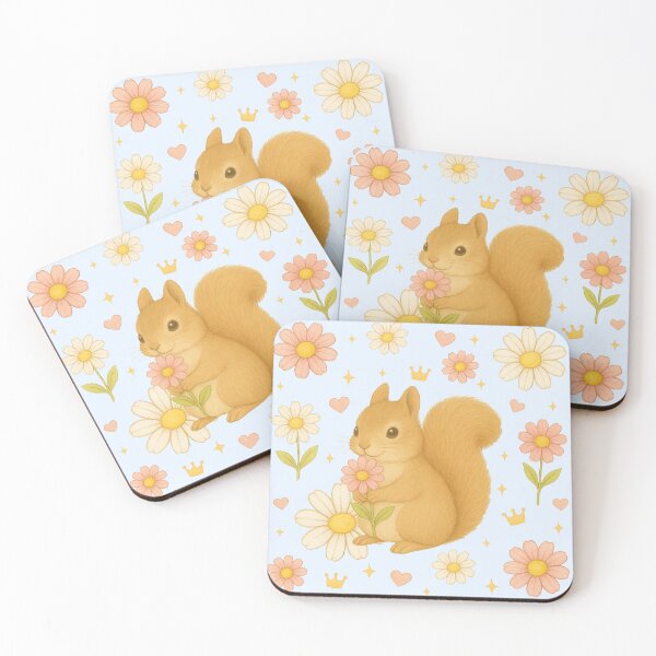Item preview, Cute Squirrel with Pink Flowers – Blue designed and sold by HIMEKARI.