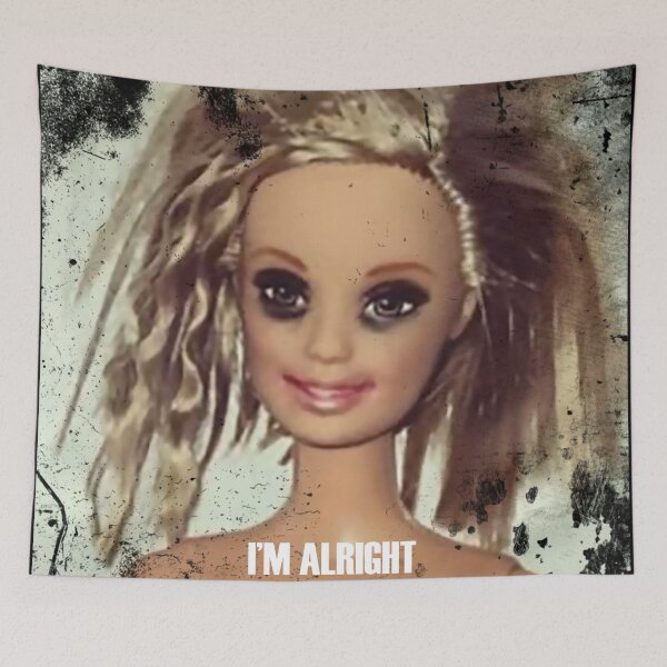 Item preview, Partied Out Doll Meme Face 'I'M ALRIGHT' designed and sold by Alpha Stag.