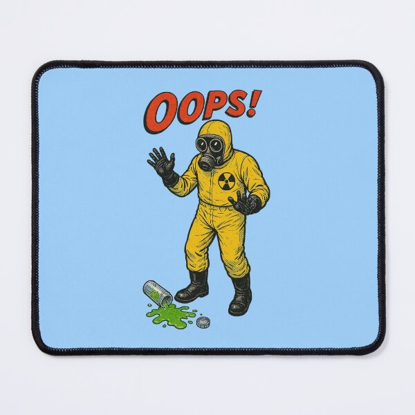 Item preview, Vintage Toxic Spill Scene – Hazmat Worker “OOPS!” Retro Illustration designed and sold by The Devil's Bargain.