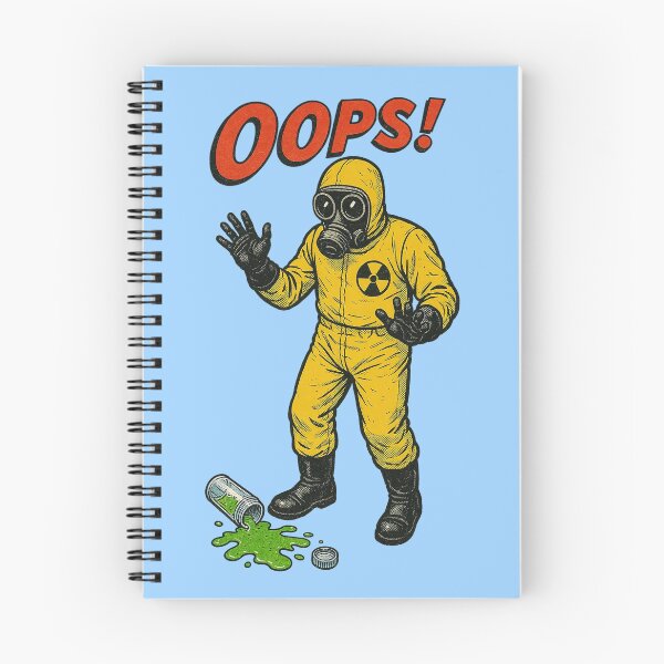 Item preview, Vintage Toxic Spill Scene – Hazmat Worker “OOPS!” Retro Illustration designed and sold by The Devil's Bargain.