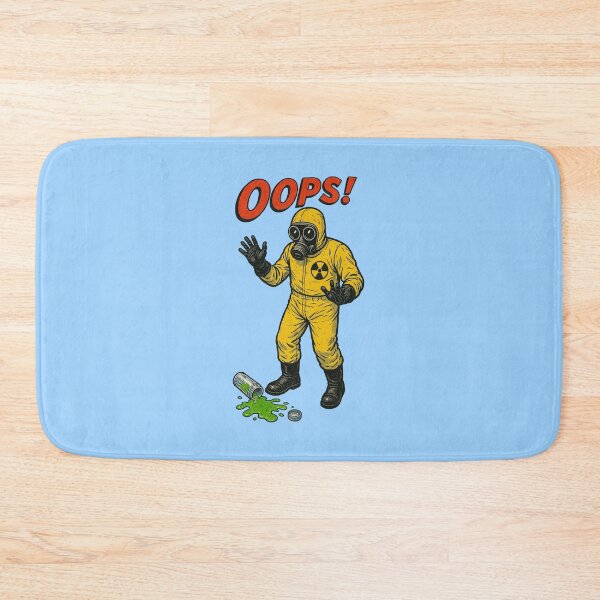 Item preview, Vintage Toxic Spill Scene – Hazmat Worker “OOPS!” Retro Illustration designed and sold by The Devil's Bargain.