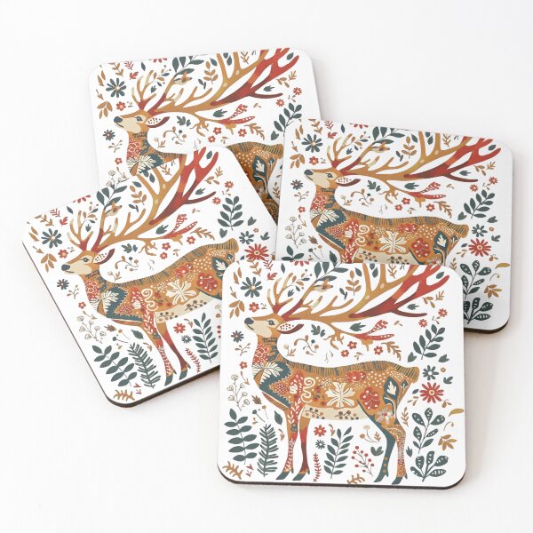 Item preview, Nordic Christmas, Folk Art Reindeer, Hygge Cottagecore Style designed and sold by DesignDenDo ⭐⭐⭐⭐⭐.