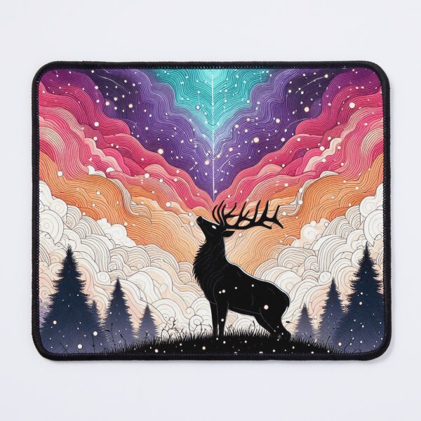 Item preview, Cosmic Aurora Elk Galaxy Forest Art designed and sold by BigBlueArt.