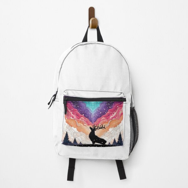 Item preview, Cosmic Aurora Elk Galaxy Forest Art designed and sold by BigBlueArt.