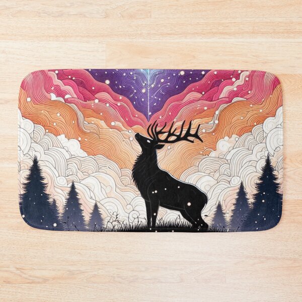 Item preview, Cosmic Aurora Elk Galaxy Forest Art designed and sold by BigBlueArt.