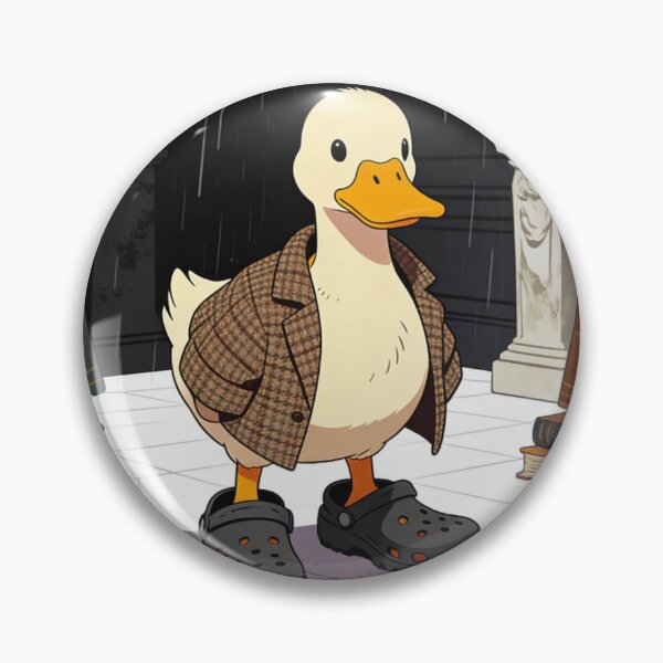 Item preview, Rainy Day Dark Academia Duck Wearing Clogs | Whimsical Library Scholar Bird Art designed and sold by Cherrydora.