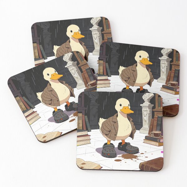 Item preview, Rainy Day Dark Academia Duck Wearing Clogs | Whimsical Library Scholar Bird Art designed and sold by Cherrydora.