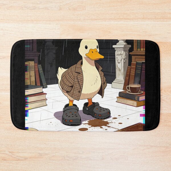 Item preview, Rainy Day Dark Academia Duck Wearing Clogs | Whimsical Library Scholar Bird Art designed and sold by Cherrydora.