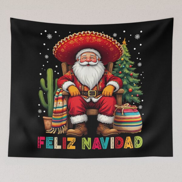 Item preview, Feliz Navidad Santa Claus Wearing Sombrero and Serape Graphic designed and sold by SuziLope.