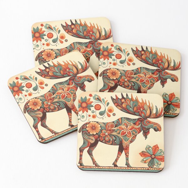Item preview, Moose with Thai Floral Grace designed and sold by Vanich-Panich.