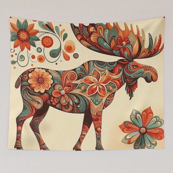 Item preview, Moose with Thai Floral Grace designed and sold by Vanich-Panich.
