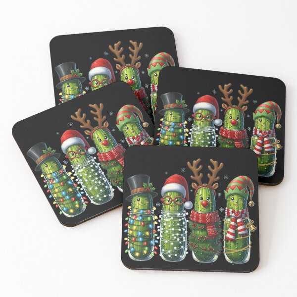 Item preview, Cute Christmas Pickles Wearing Festive Holiday Accessories and Lights designed and sold by Aladino Tamayo.