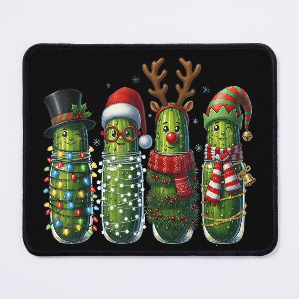 Item preview, Cute Christmas Pickles Wearing Festive Holiday Accessories and Lights designed and sold by Aladino Tamayo.