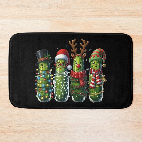 Item preview, Cute Christmas Pickles Wearing Festive Holiday Accessories and Lights designed and sold by Aladino Tamayo.