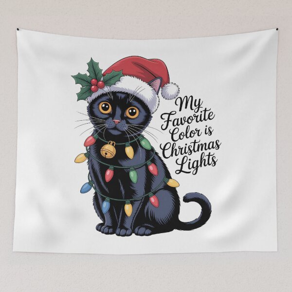 Item preview, Christmas Lights Are My Favorite Black Cat Lover designed and sold by BernoNickel.