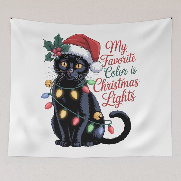 Item preview, Black Cat My Favorite Color Is Christmas Lights Graphic designed and sold by BernoNickel.