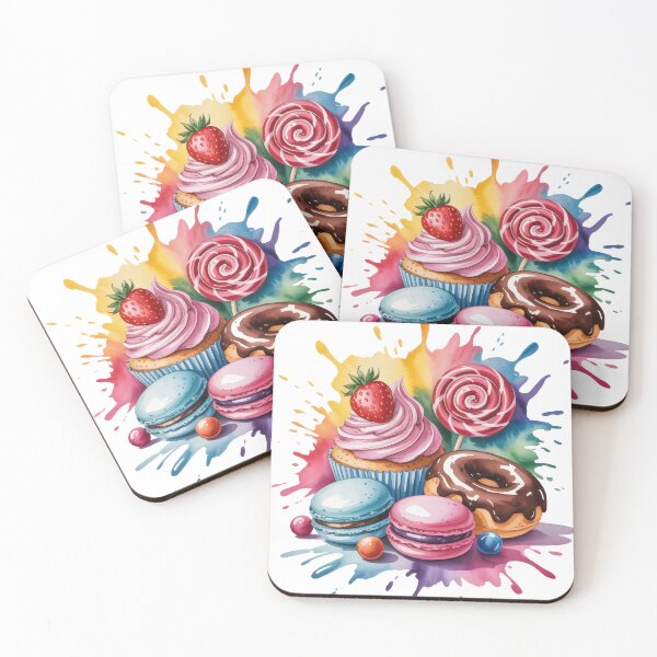 Item preview, Colorful Sweet Treats Splash Art Dessert Illustration   designed and sold by EM&Maker.