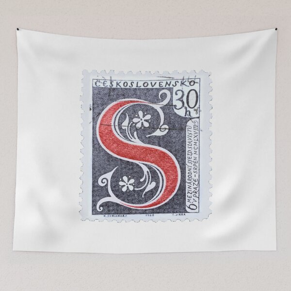 Item preview, Czechoslovakia Red S Vintage Postage Stamp designed and sold by red-amber65.