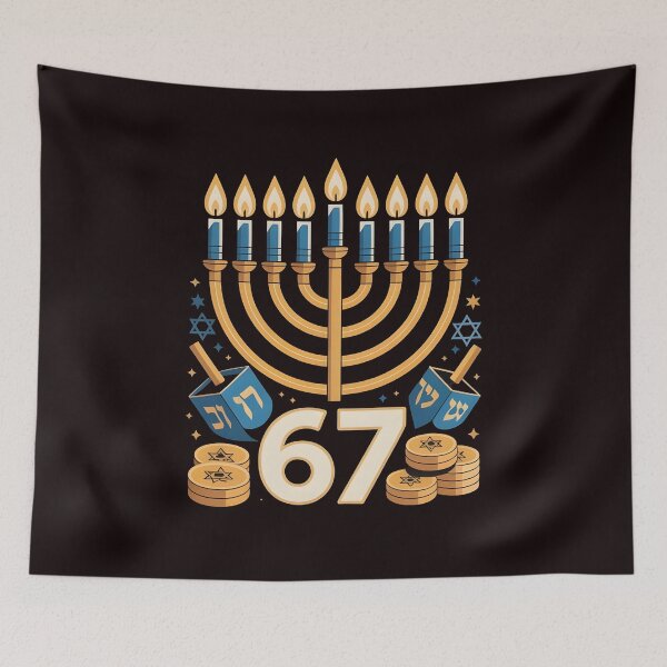 Item preview, Hanukkah 67 Six Seven Meme – Dreidel & Menorah Humor designed and sold by Redgiant87x.