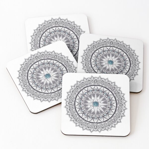 Artikelvorschau, Mandala mit blauem Akzent entworfen und verkauft von Woven Lexicon.