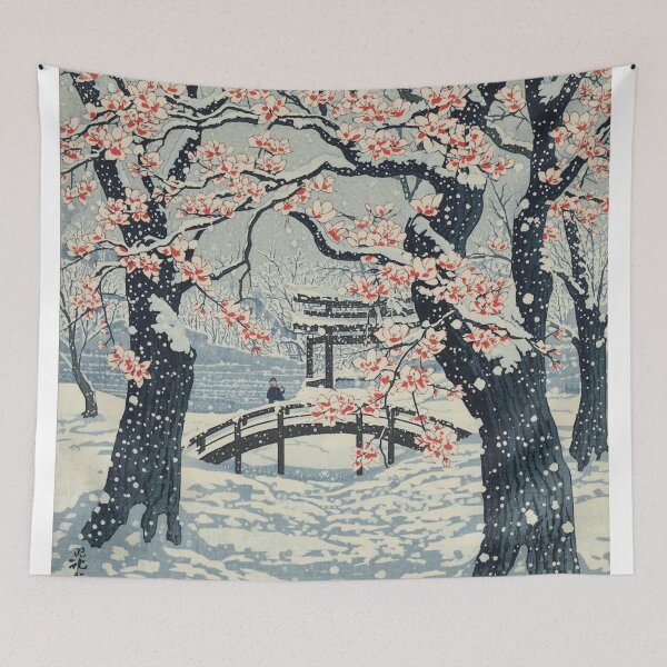 Item preview, Japanese Ukiyo-e Winter Plum Blossom Snow Scene - Traditional Woodblock Art Edo Style Aesthetic designed and sold by Vandy Fullam.