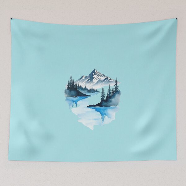 Item preview, Paisaje de acuarela del lago Blue Mountain designed and sold by Kruti Collection.
