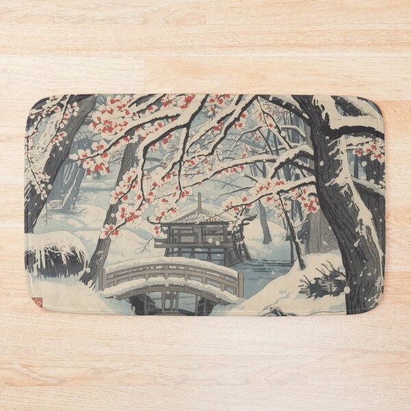 Item preview, Snowy Plum Blossom Grove Ukiyo-e Art - Japanese Winter Woodblock Print Zen Nature Aesthetic designed and sold by Vandy Fullam.
