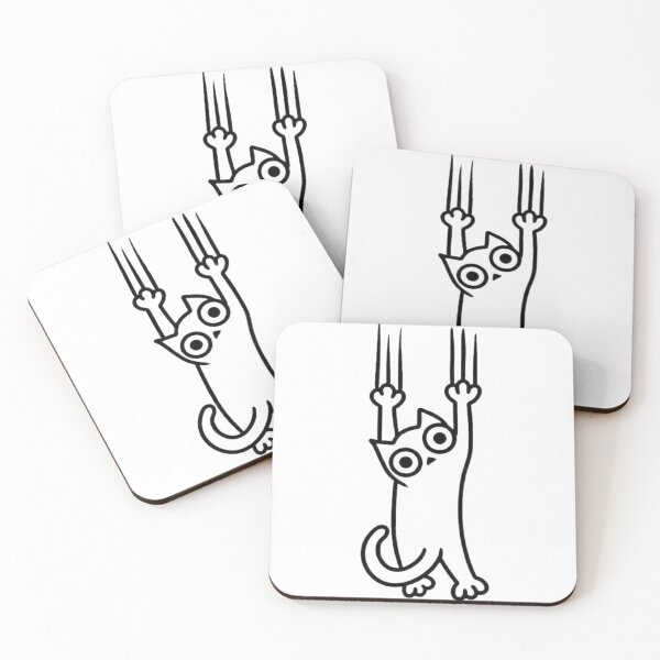 Item preview, Hanging Cat Doodle Funny Minimalist Line Art Cute Kitty Pet Lover Sticker Cartoon Black and White designed and sold by HimBoo.
