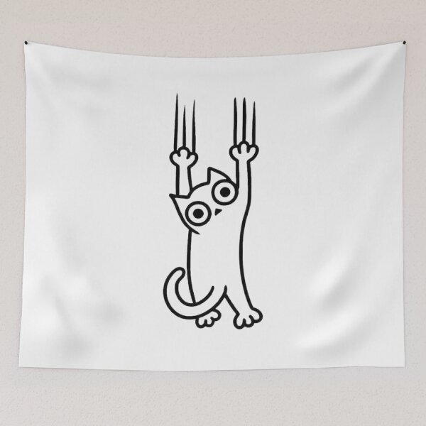Item preview, Hanging Cat Doodle Funny Minimalist Line Art Cute Kitty Pet Lover Sticker Cartoon Black and White designed and sold by HimBoo.