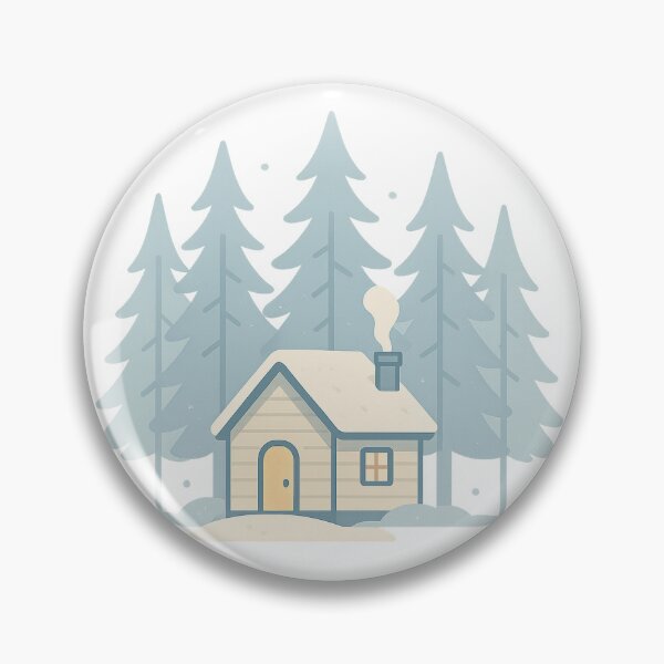 Item preview, Tiny Winter Cabin with Pines – Minimal Cozy Landscape designed and sold by Fernova.
