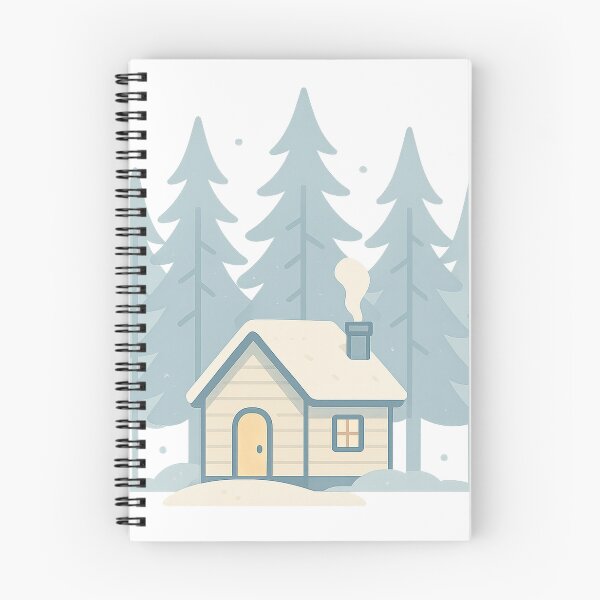 Item preview, Tiny Winter Cabin with Pines – Minimal Cozy Landscape designed and sold by Fernova.