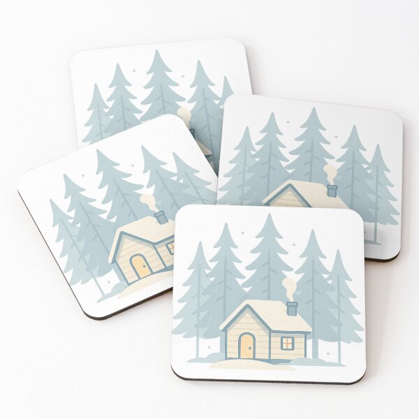 Artikelvorschau, Winzige Winterhütte mit Kiefern – Minimalistische, gemütliche Landschaft entworfen und verkauft von Fernova.