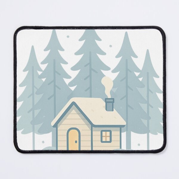 Item preview, Tiny Winter Cabin with Pines – Minimal Cozy Landscape designed and sold by Fernova.